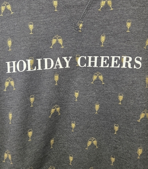 Fifth Sun Holiday Cheers Champagne Sweatshirt Gray L - Picture 5 of 8